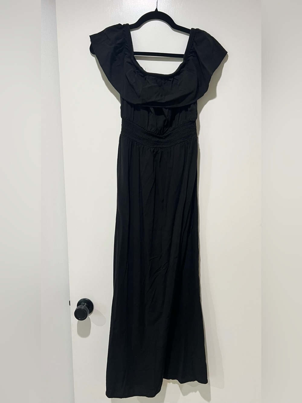 Old Navy Black Maxi Dress with Ruffle Neckline